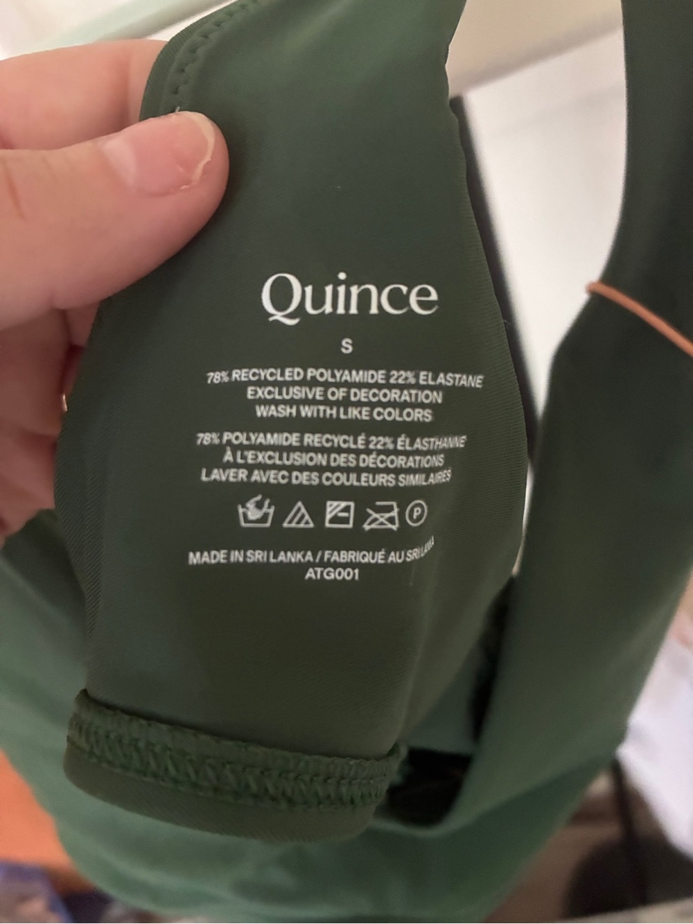 Quince Forest Green Italian Plunge Bikini Top - Picture 2 of 2